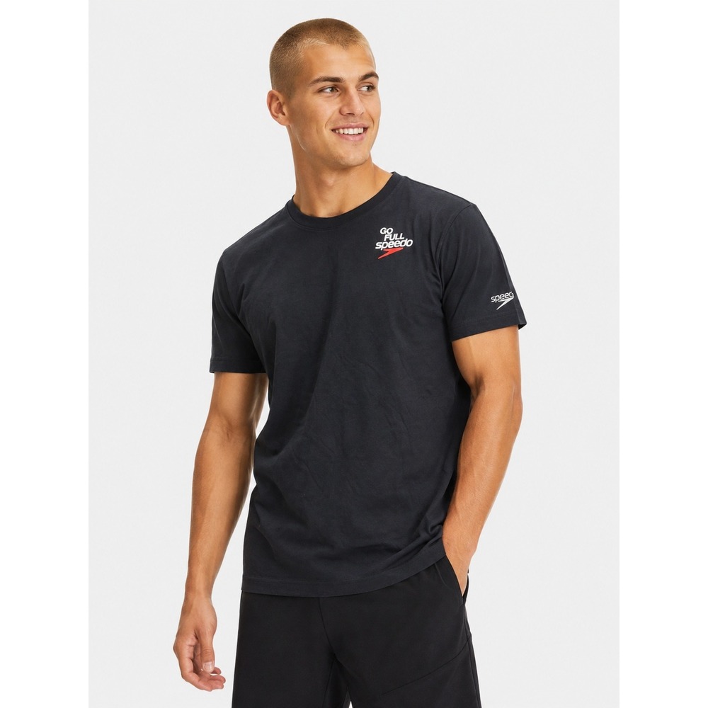 Speedo Go Full Speedo Team Apparel Graphic T-Shirt Black L NWT New
